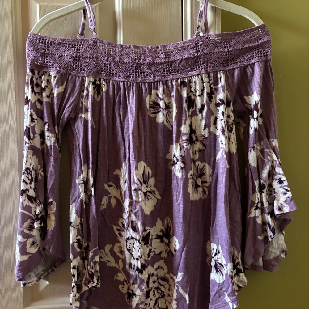Purple Floral Off-Shoulder Top